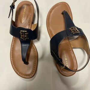 Tommy Hilfiger Black and Tan Sandals